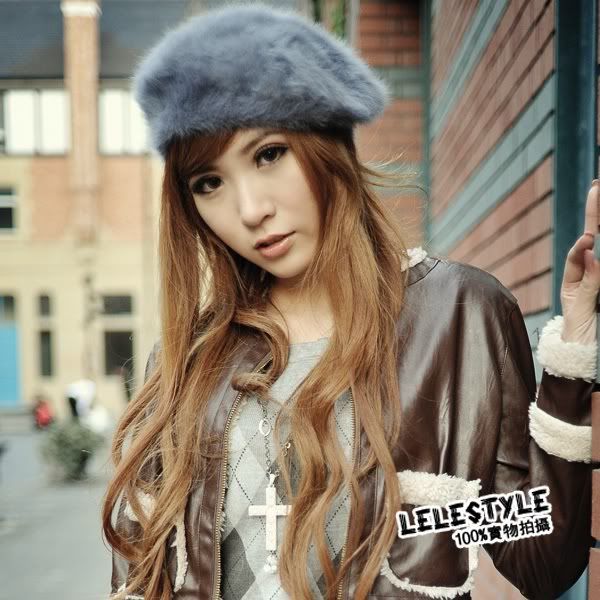 X13 Rabbit Fur Beret (grey)